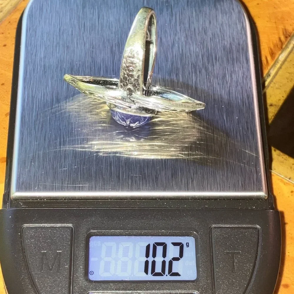 Natural Tanzanite Sterling Silver Cocktail Ring Size 7